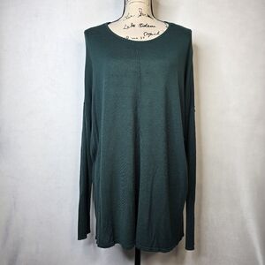 H&m green long sleeve oversized flowy top sz L